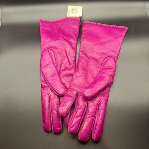 Coach Vibrant Magenta Leather Gloves